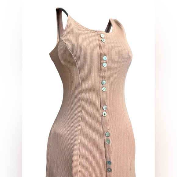 Vintage 90s salmon button up dress, small - Picture 6 of 12